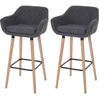 Mendler Set van 2 barkrukken Malmö T381, barkruk counterkruk ~ textiel, grijs