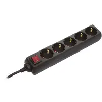 As Schwabe as-Schwabe stekkerdoos met 5 stopcontacten, schakelaar, 1,4 meter, hoekmodel, Schuko, 230V, 16A, IP20