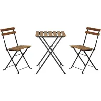 Casa.pro Bistroset Bovino 3-delig tuintafel met 2 tuinstoelen zwart en naturel