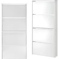 En.casa Schoenenkast met spiegels 4 vouwdeuren 134x63x17 cm wit