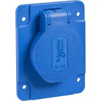 Schneider Electric PKS61B Wandcontactdoos met randaarde en klapdeksel Compleet Blauw 1 stuk(s)
