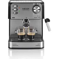 Haeger CM-85B.011A, espressomachine, 1,6 liter, voor koffiekapsules en gemalen koffie, 850 W, zwart, roestvrij staal