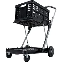 Clax Inklapbare transportwagen - met vouwkrat - 46 L - grijs/zwart