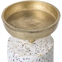 Beliani Kandelaar, Kandelaar Aluminium goud / wit Terrazzo Optiek Set van 2 KAENGAN