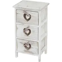 MCW Forli ladekast, kast, 3 laden met hartjes 55x29x25cm, shabby look, vintage ~ wit