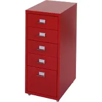 MCW Trolley kast Boston T851, stalen ladekast, 69x28x41cm 5 laden ~ rood