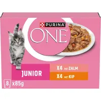 Purina One 10x Kattenvoer Nat Junior Kip & Zalm 8 x 85 gr