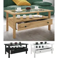 VCM LingisL salontafel 1 lade 1 plank zwart.