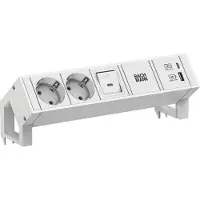 Bachmann DESK2, wit, 2x CEE7/3 stopcontacten, 1x USB A/C poort, 22W, 0,2 meter, GST18