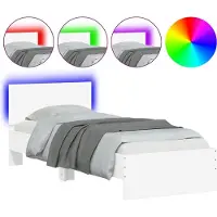 vidaXL Bedframe met hoofdbord en LED-verlichting wit 75x190 cm
