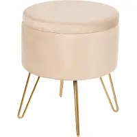 Beliani SILAS - Poef - Lichtbeige - Fluweel