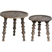 Beliani MARNOO - Bijzettafel-Donkere houtkleur-Mangohout