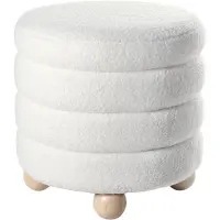 Beliani CHILLY - Poef - Gebroken wit - Bouclé