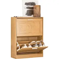SoBuy FSR137-N Entreekast - Houtcomposiet met 2 Kleppen & Smal Design - Bruin