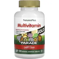 NaturesPlus , Animal Parade Gold, Kinderen's Chewebaar Supplement, Kers, 120 Animal-Shaped Tablets