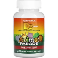 Natures Plus , Animal Parade, Vitamine D3, Zwarte Kers, 500 IU, 90 Dier-vormige Tablets