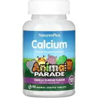 NaturesPlus , Animal Parade, Calcium Kinder Chewing Supplement, Vanilla Sundae, Zonder Suiker, 90 Dierlijke Vorm Tablets