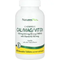 Natures Plus Kauwbare Cal/Mag/VIT D3 met Vitamine K2-60 Tabletten - Vanillesmaak - Botgezondheid Supplement
