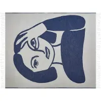 Beliani Plafond, Deken beige / marineblauw 130 x 170 cm vrouwelijk motief HALEDE (130 x 170 cm)