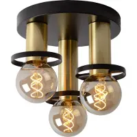 Lucide Plafondlamp Anaka - Zwart, Messing - 30cm - 3xe27