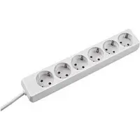 Bachmann SELLY stekkerdoos 6x geaard contact, wit, 1,5 m
