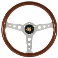 Momo Indy Steering Wheel 350 mm - Mahogany Wood/Brushed Spokes
