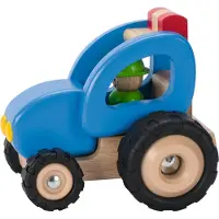 Goki Houten voertuig - Tractor - 14,4X13X12,1Cm - Met Rubberen Banden - 2 Jaar