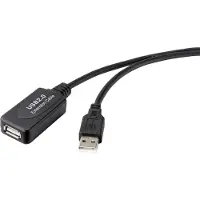 Renkforce RF-4535084 USB-kabel USB 2.0 USB-A stekker, USB-A bus 10.00 m Zwart Actief met signaalversterking