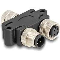 DeLOCK M12 Y-Splitter A-coded 4 pin 1 x female to 1 x male und 1 x female parallel connection