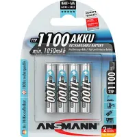Ansmann Oplaadbare AAA / HR03 Ni-MH Batterijen (4 stuks, min. 1050 mAh)