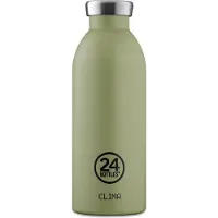 24Bottles Drinkfles 'Clima' olijfgroen / zwart / zilver