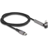 DeLOCK Data and Charging Cable USB Type-C to Lightning for iPhone, iPad, iPod angled with stand function black 1.5 m MFi