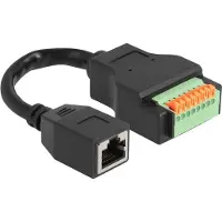 DeLOCK RJ45 Cable Cat.5e jack to Terminal Block Adapter with push button 15 cm