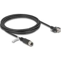 DeLOCK M12 Cable A-coded 8 pin female to RJ45 plug with screws Cat.5e FTP 3 m black