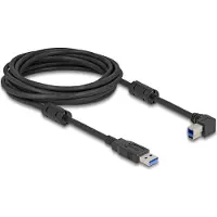 DeLOCK USB-A - USB-B haaks (links) kabel | USB3.0 5 Gbps | 10W | zwart | 5 meter