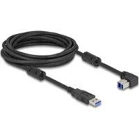 DeLOCK USB-A - USB-B haaks (beneden) kabel | USB3.0 5 Gbps | 10W | zwart | 5 meter