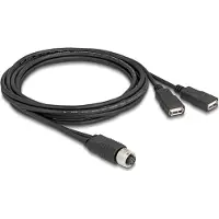 DeLOCK M12 Cable A-coded 8 pin female to 2 x USB 2.0 Type-A female 2 m black