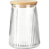 Excellent houseware - Glazen Voorraadpot - 950 ml - Bamboe Deksel - Lucht- en Vochtbestendig