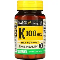 Mason Natural Voordeelpakket: Vitamine K / 100 mcg / / 2 x 100 stuks