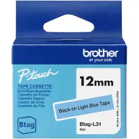Brother Btag-L31 niet-gelamineerde tape zwart op lichtblauw 12 mm (origineel)