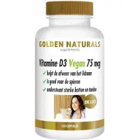 Golden naturals 2x Vitamine D3 75 Mcg Vegan 120 Capsules