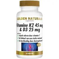 Golden naturals 2x Vitamine K2 45 mcg & D3 25mcg Vegan 60 tabletten