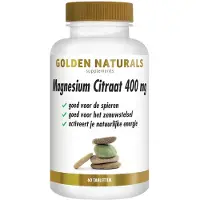 Golden naturals 2x Magnesium Citraat 400mg Vegan 60 Tabletten