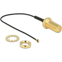 DeLOCK MHF 4 (v) - RP-SMA (v) kabel - Micro Coax (0,81 mm) - 50 Ohm / zwart - 0,10 meter
