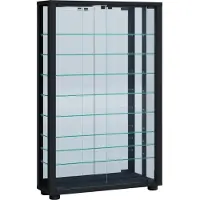 Hioshop LumoMini vitrinekast met spiegel 2 glazen deuren zwart.