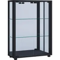Hioshop Sintalo vitrinekast met spiegel 2 glazen deuren zwart.