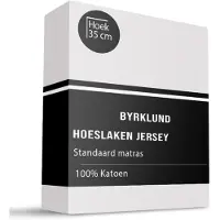 Byrklund Hoeslaken Katoen - Jersey Stretch - Wit 90 x 220 cm