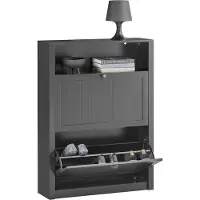 SoBuy Schoenenkast - 2 Kleppen - 80 x 24 x 110 cm - Antraciet