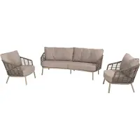 4 Seasons Outdoor Loungeset Puglia Latte Set 3 delig 3 zits Kussens 4SO Lounge Bank Stoelen Buiten Tuin 4 Seasons Outd