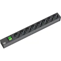 Bachmann 19-inch stekkerdoos, aluminium, 1 HE, 8-voudig, type S.